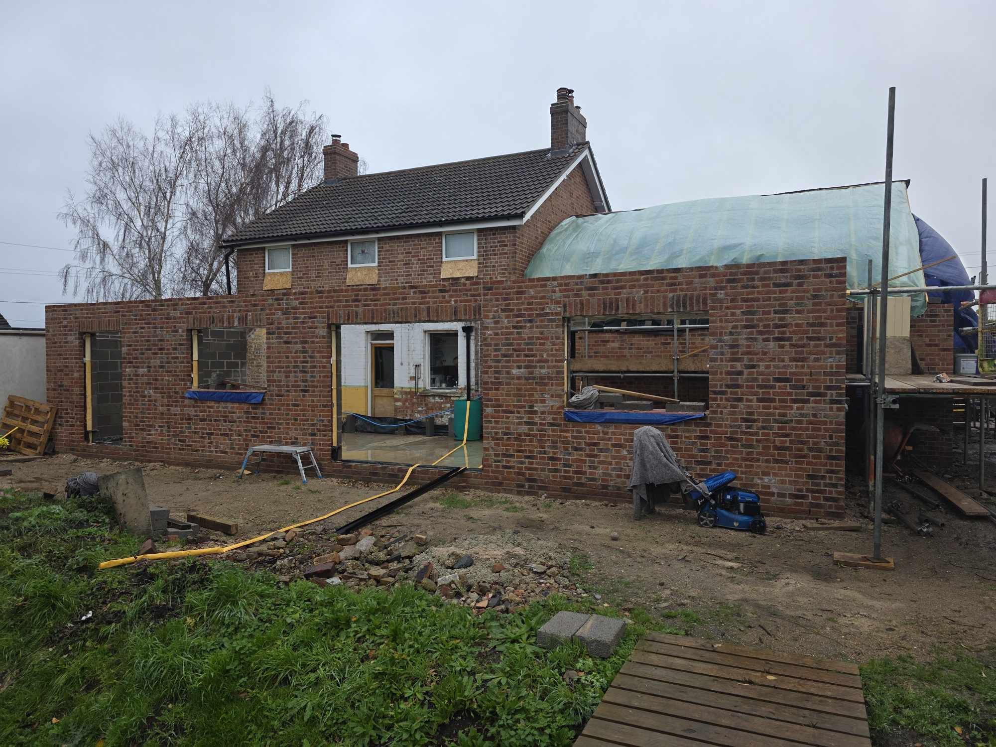 Rear extension brickwork in progress