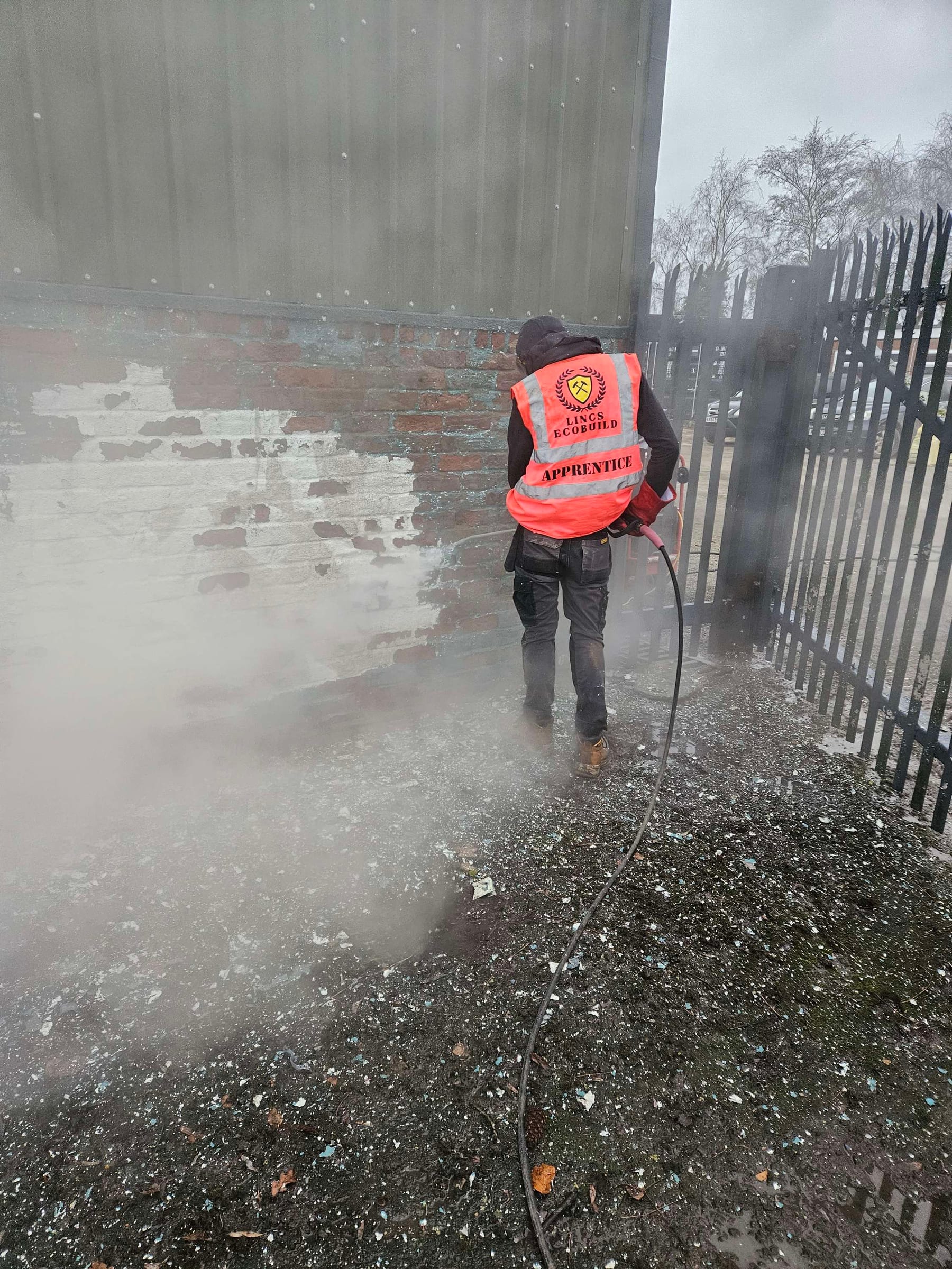DOFF superheated steam removing paint from a wall